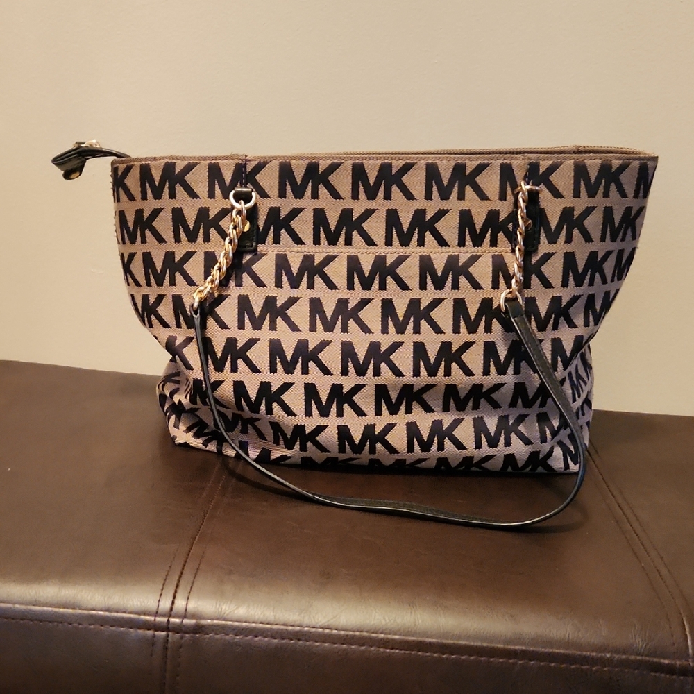 Michael Kors Black and Brown Logo Tote